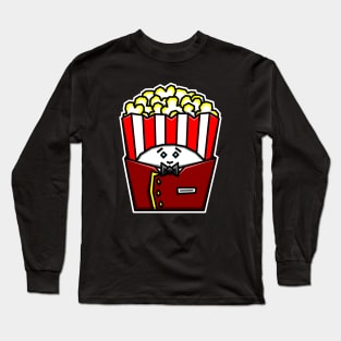 Cute Box of Buttered Popcorn in a Movie Theater Usher's Uniform - Popcorn Long Sleeve T-Shirt